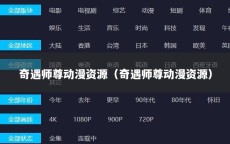 奇遇师尊动漫资源（奇遇师尊动漫资源）